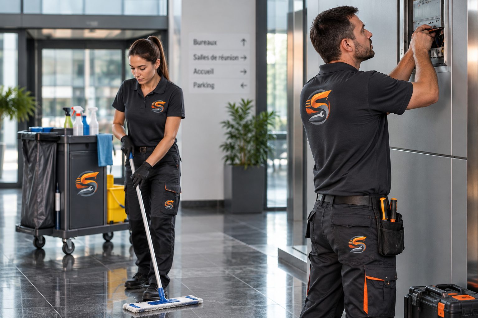 Équipe Swift Services en intervention : propreté, entretien et maintenance